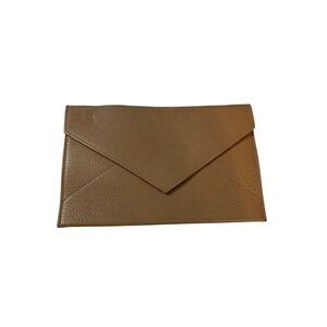 Tan Faux Leather Envelope Clutch Wallet With Snap Closure